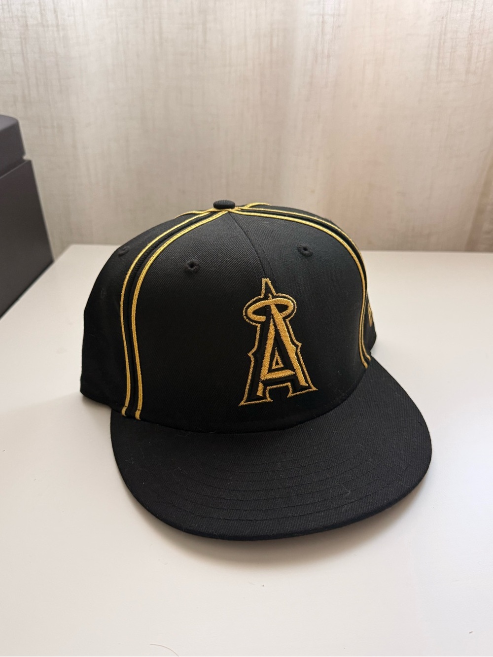 Black and Gold Mens Baseball Cap with 'A' Logo